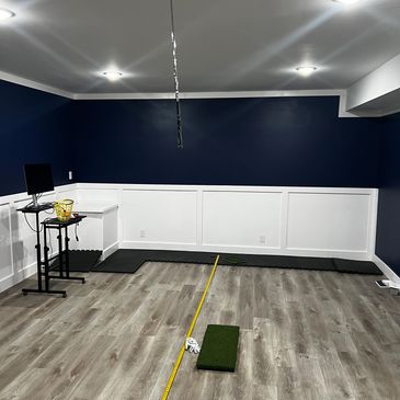 Phase One of a Custom golf simulator build in a St Louis basement