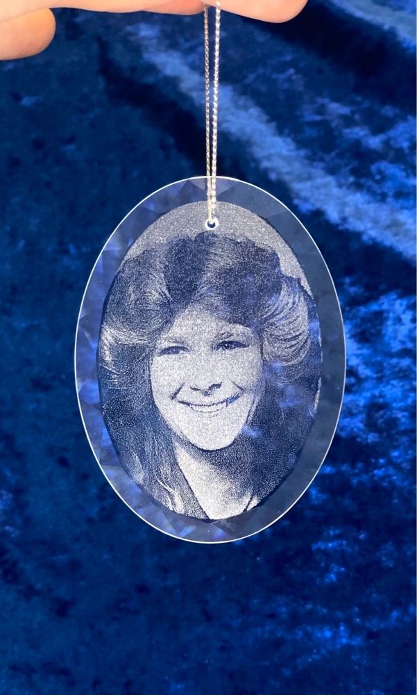 Engraved glass ornament