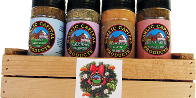 A Variety of seasonings including 2 popular SALT FREE seasonings in a reusable crate.