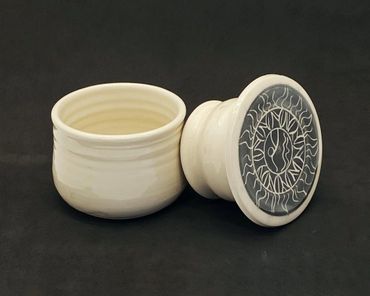 French butter dish with etched lid
