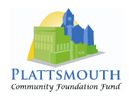 Logo of Plattsmouth Community Foundation Fund with stylized buildings.