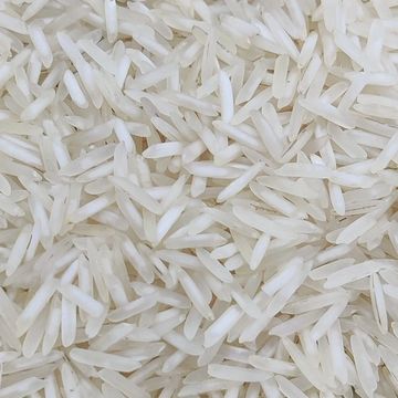 Close-up of uncooked white rice grains.