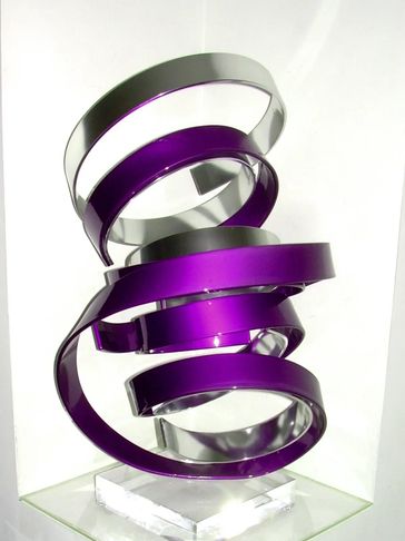 PURPLE & SILVER ABSTRACT METAL SCULPTURE
