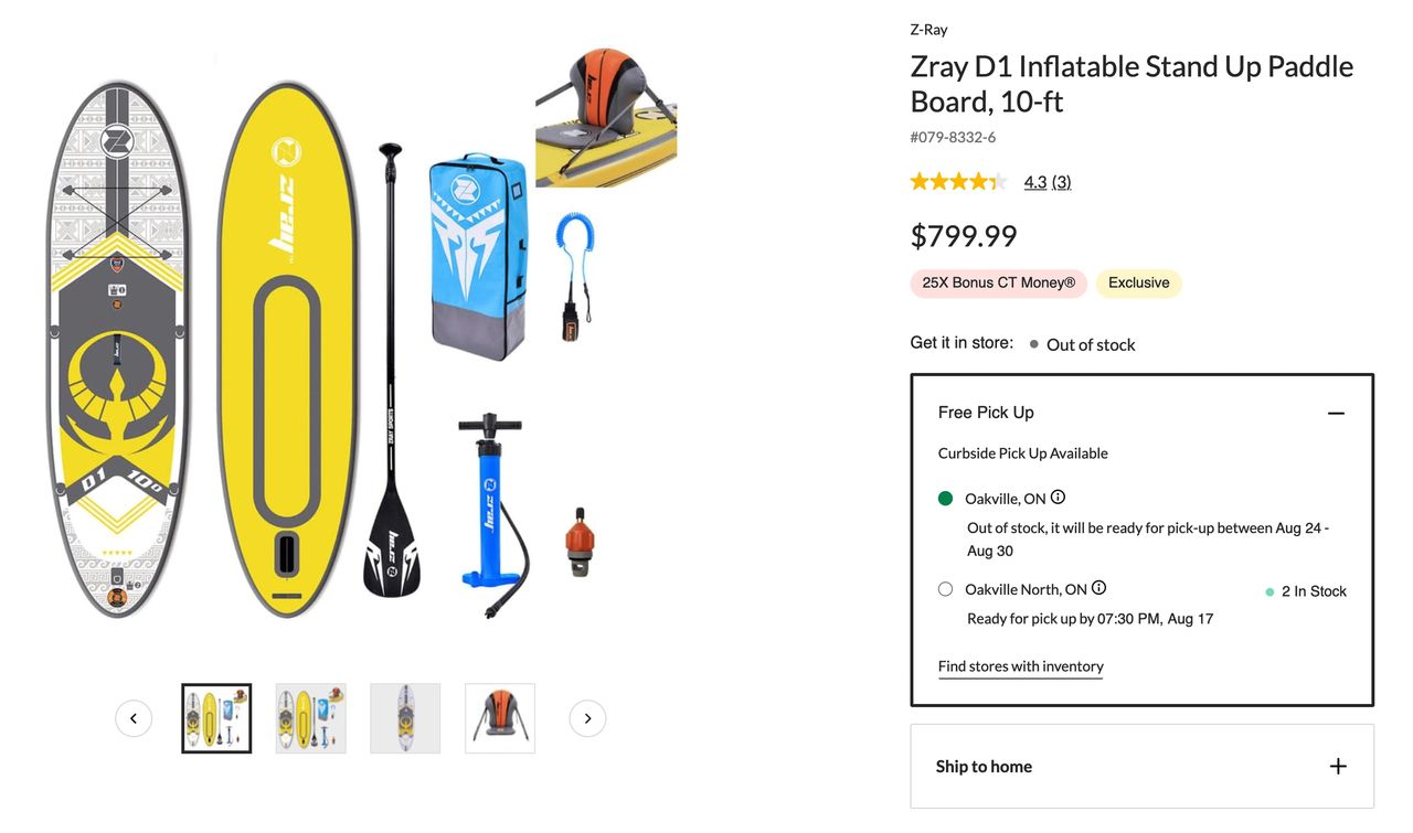 Zray Inflatable Paddleboards ON SALE at Canadian Tire