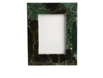 Green marble photo frame with a rectangular opening.