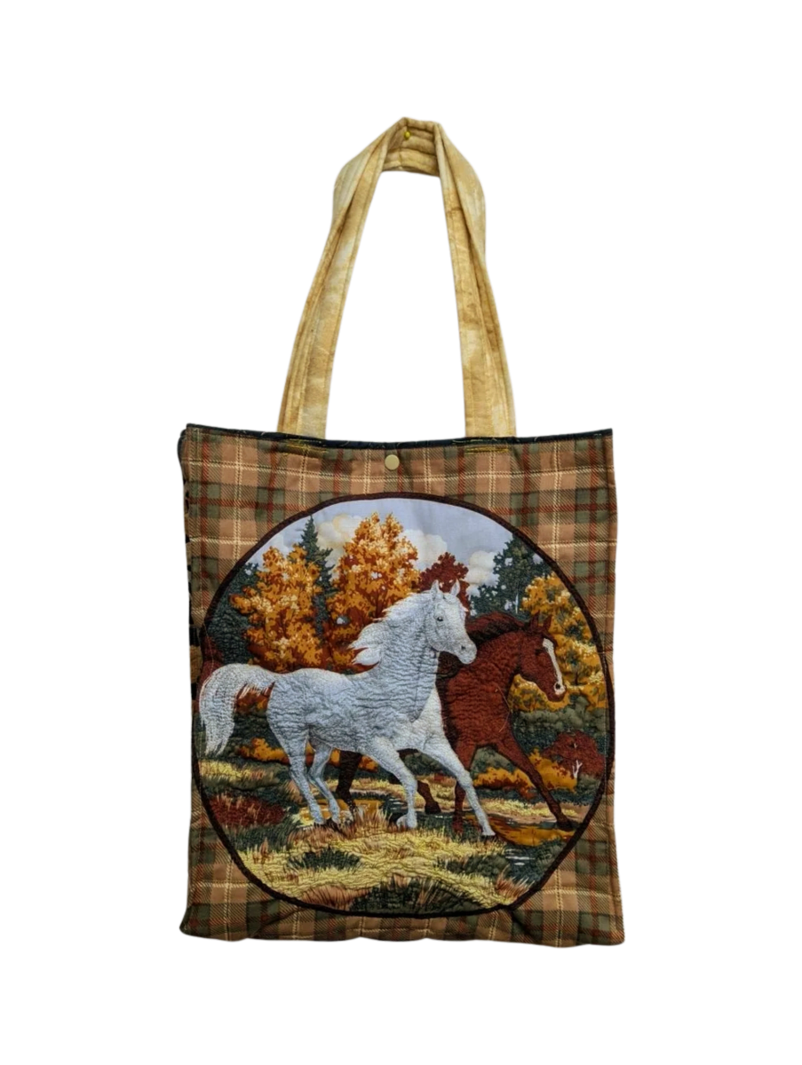 Watercolor Horse Haven Medium Burlap Bottom Weekender Tote main image 1