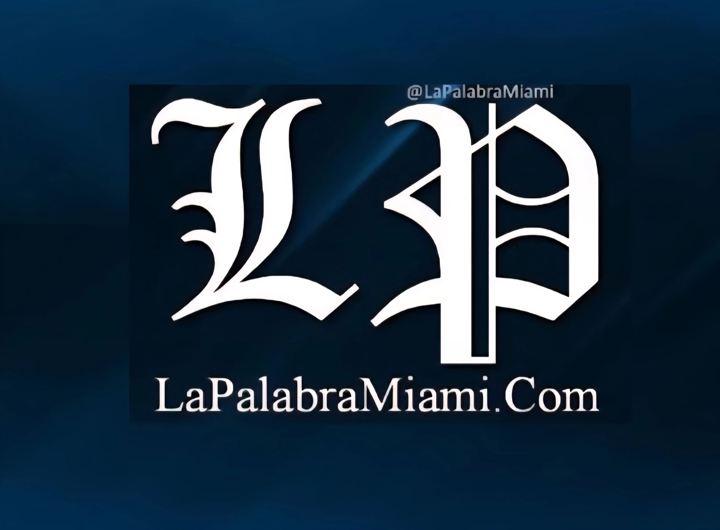 Logo of LaPalabraMiami.Com with gothic-style initials LP.