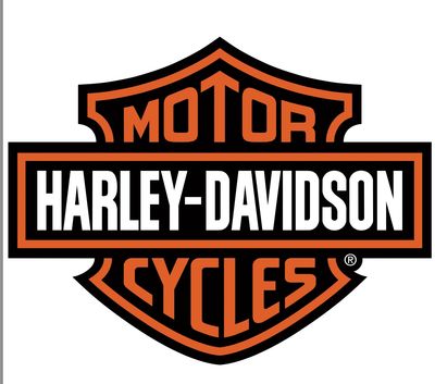 Harley-Davidson logo with orange and black shield design.