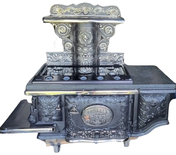 AFTER:
Quaker Jewel Cook Stove Fully Restored and converted to gas with modern cooktop.