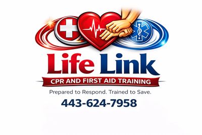 Logo for Life Link CPR and First Aid Training with contact number.