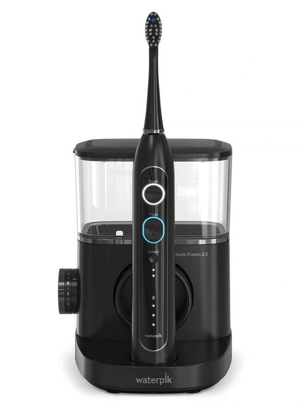 Waterpik sonic fusion toothbrush. Use strong acidic water from the ionizer to replace toothpaste.