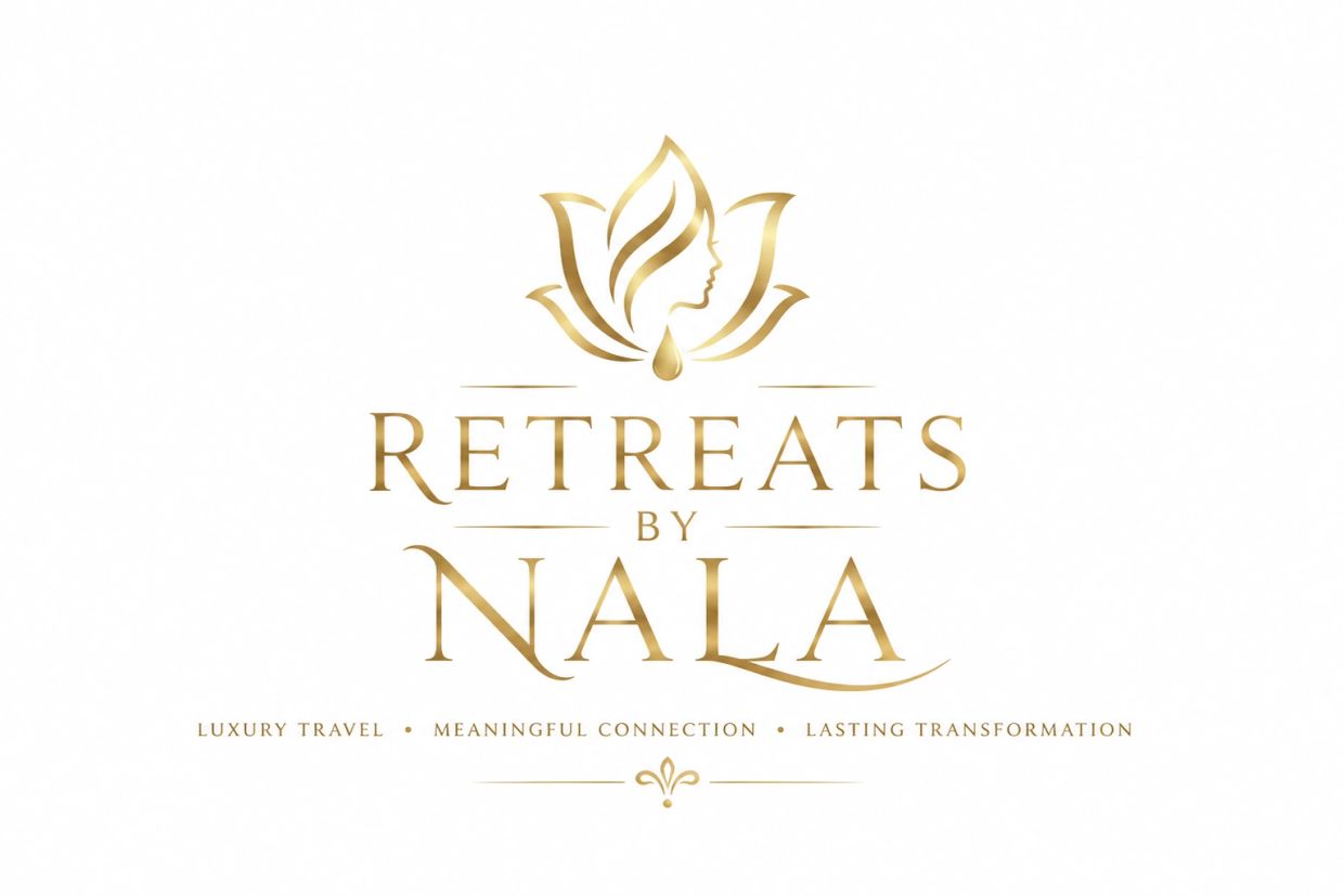 Golden logo for luxury retreats by Nala.
