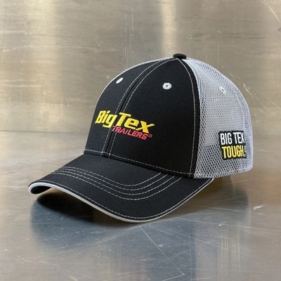 Bulk order custom mesh back trucker cap - maroon hat with dark grey mesh - company hats