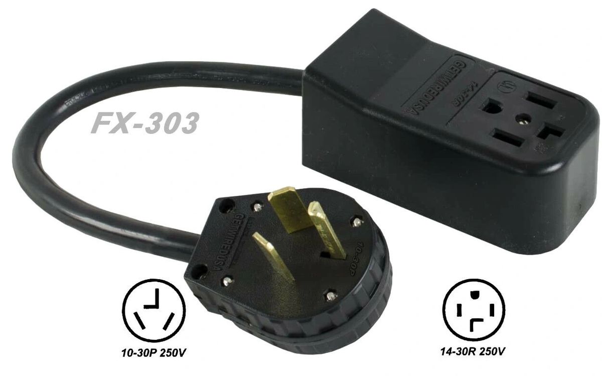 Power Cord Adapter 14-30R 4-prong Receptacle to 10-30P 3-prong Dryer Plug