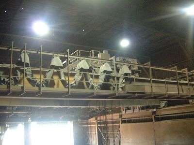 Overhead Charge Crane Festoon Trolleys and Cable high heat and molten steel splatter protection.