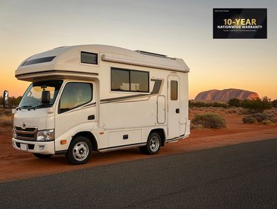 Special-order Japan-sourced 2024 Toyota Camroad ZIL AWD rear kitchen at Uluru sunset, premium tourin