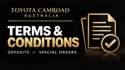 Toyota Camroad Australia terms and conditions covering refundable vehicle deposits and vehicles sour