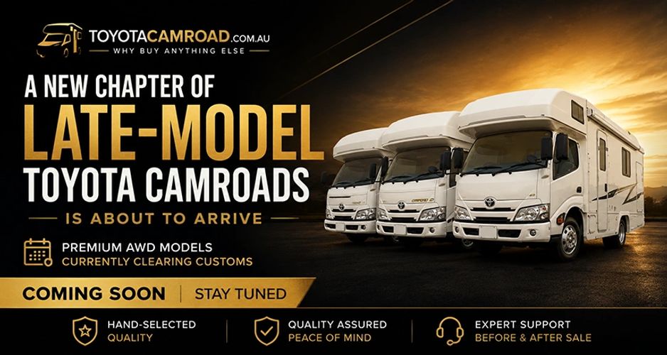 Late-model Toyota Camroad AWD motorhomes arriving soon to Australia through ToyotaCamroad.com.au