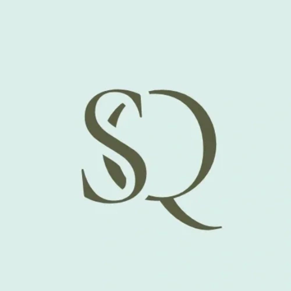 Stylish intertwined letters 'S' and 'Q' logo on a light background.