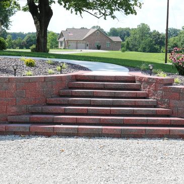 Retaining wall. Landscape steps. 