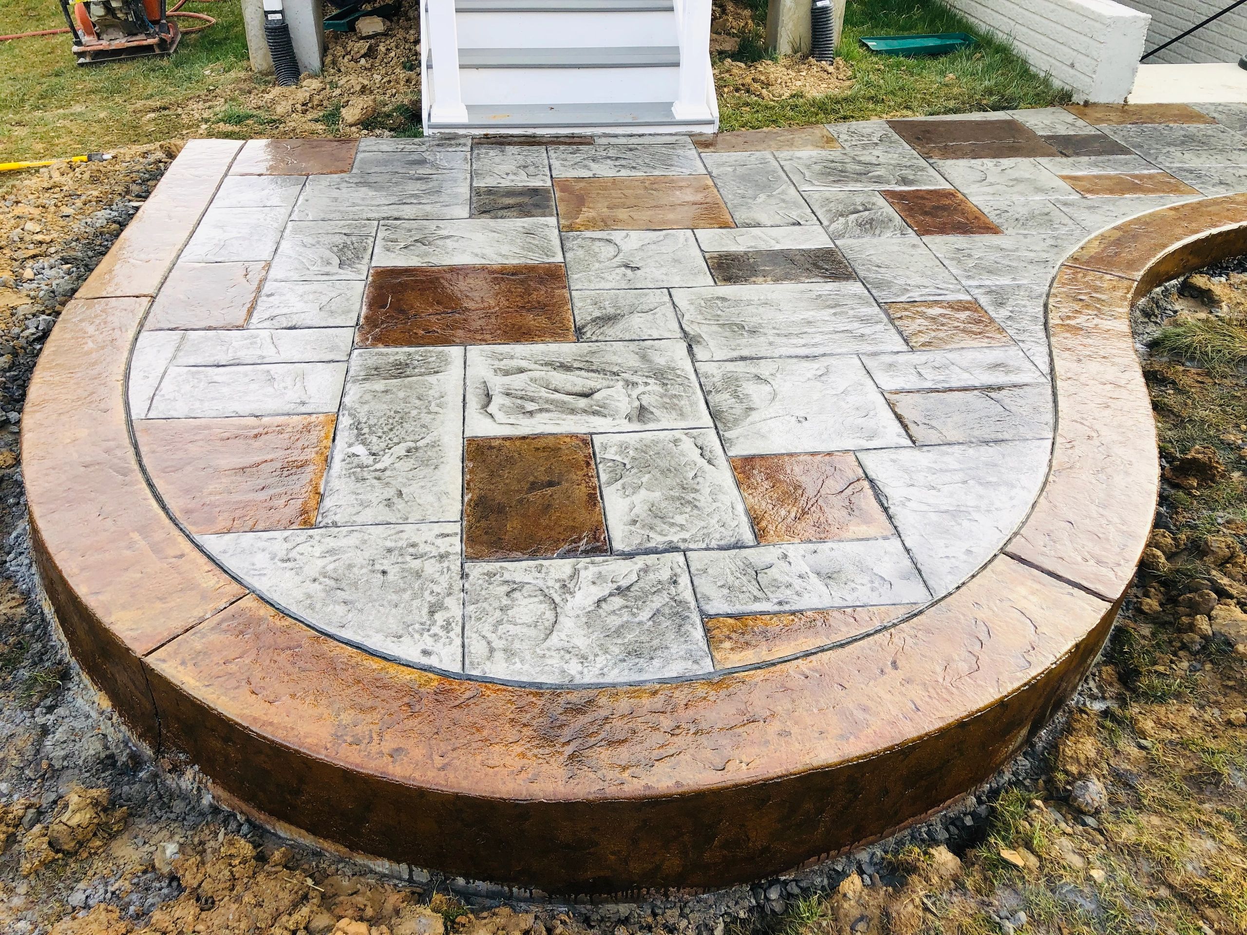 Custom Hand Stained Majestic Ashlar Stamped Patio