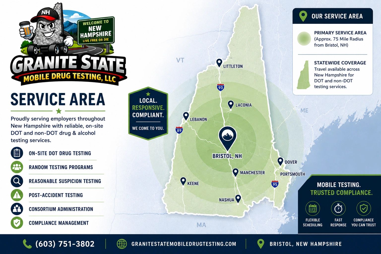 Granite State Mobile Drug Testing serves New Hampshire with reliable drug and alcohol testing.
