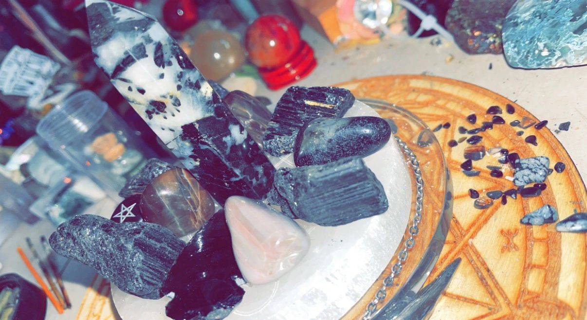 Let me help protect you& your energies!! 
These are some of the stones I was charging
To assist me 