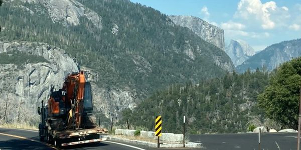 Hauling an excavator through Yosemite national park
