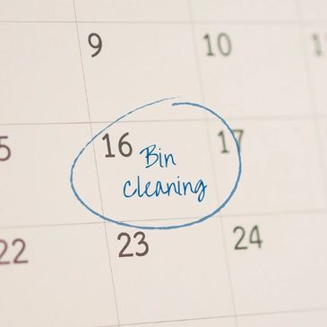 Calendar marked for bin cleaning on the 16th.