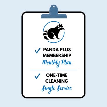 Checklist showing Panda Plus membership options and cleaning service.