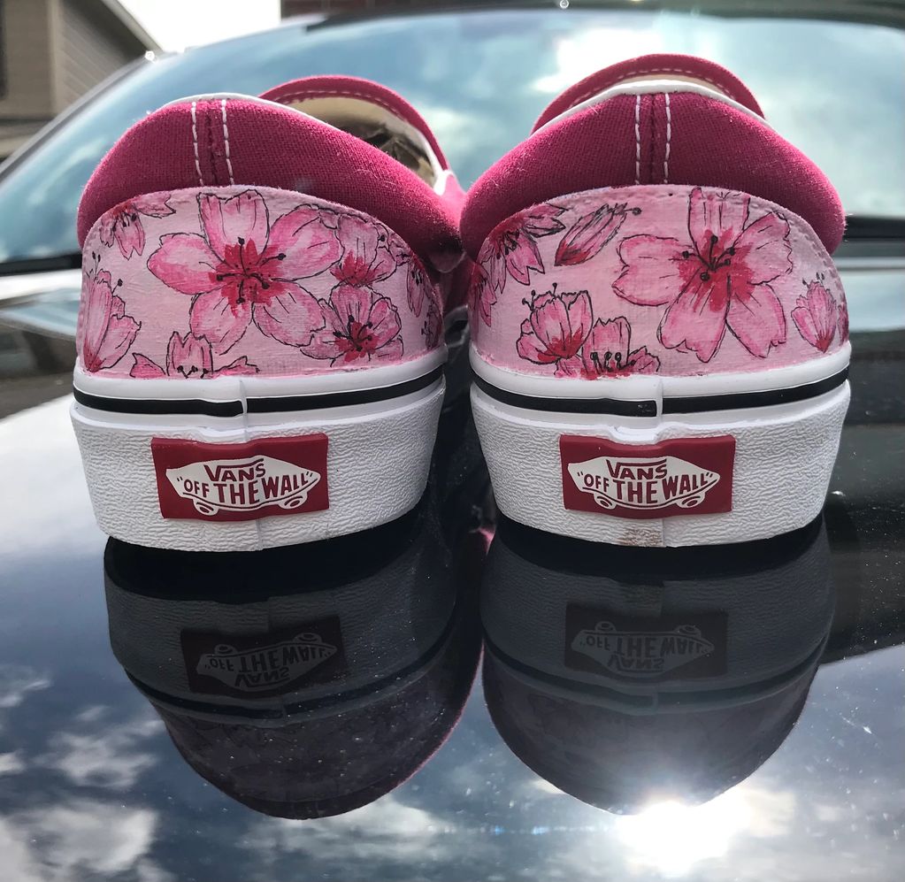 Japanese Cherry Blossoms on the back of the anime shoes