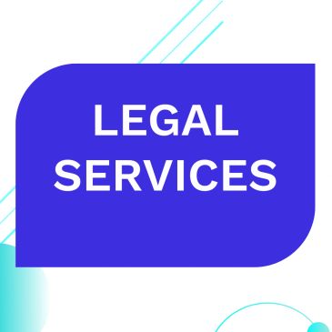 Texto que dice 'LEGAL SERVICES' en fondo azul.
