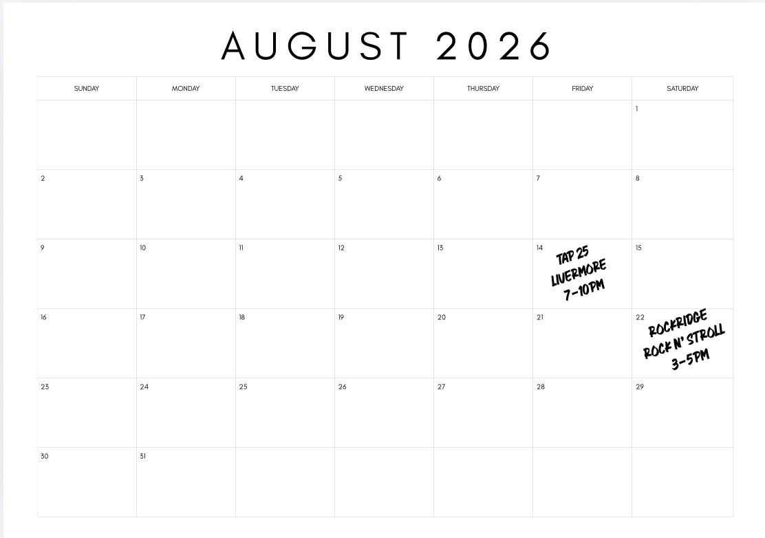 August 2026 calendar with two event notes on August 14 and 22.