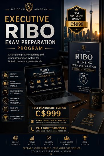 Executive RIBO Exam Preparation Program offering private coaching and study materials for insurance professionals.