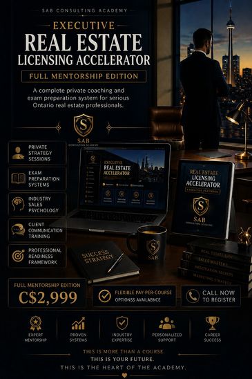 Executive Real Estate Licensing Accelerator offers private coaching and exam prep for Ontario professionals.