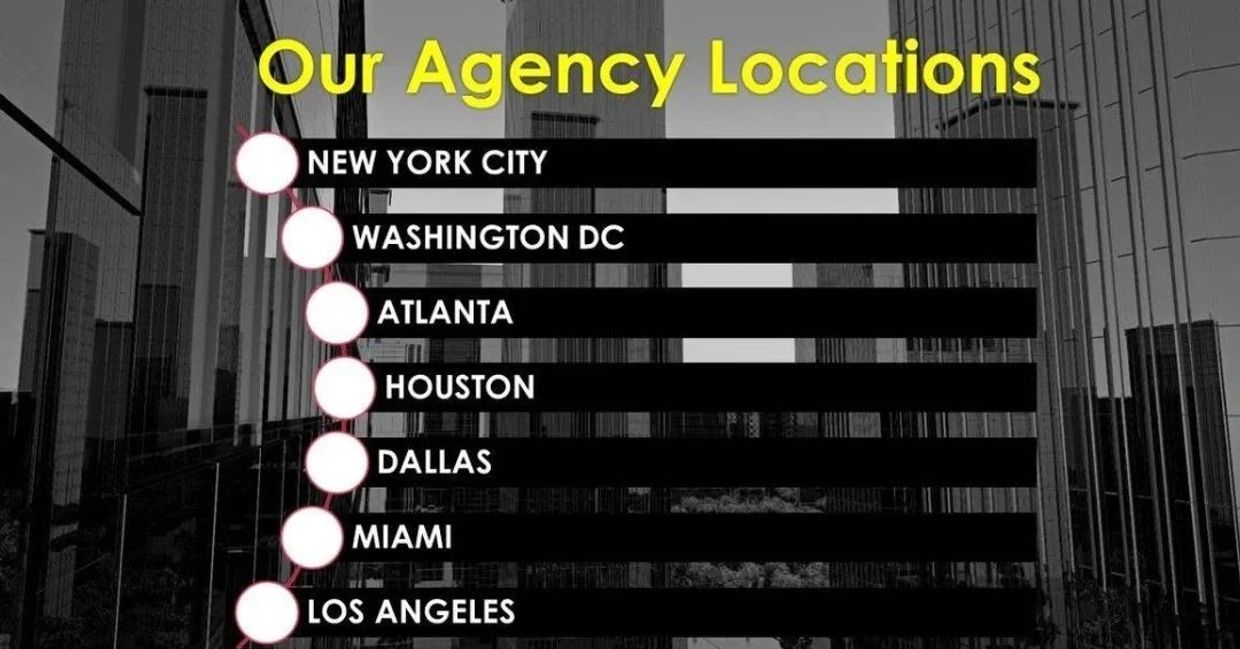 List of agency locations in major U.S. cities.