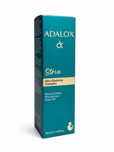 Adalox Stria skin-elasticity complex for stretch mark prevention care oil.
