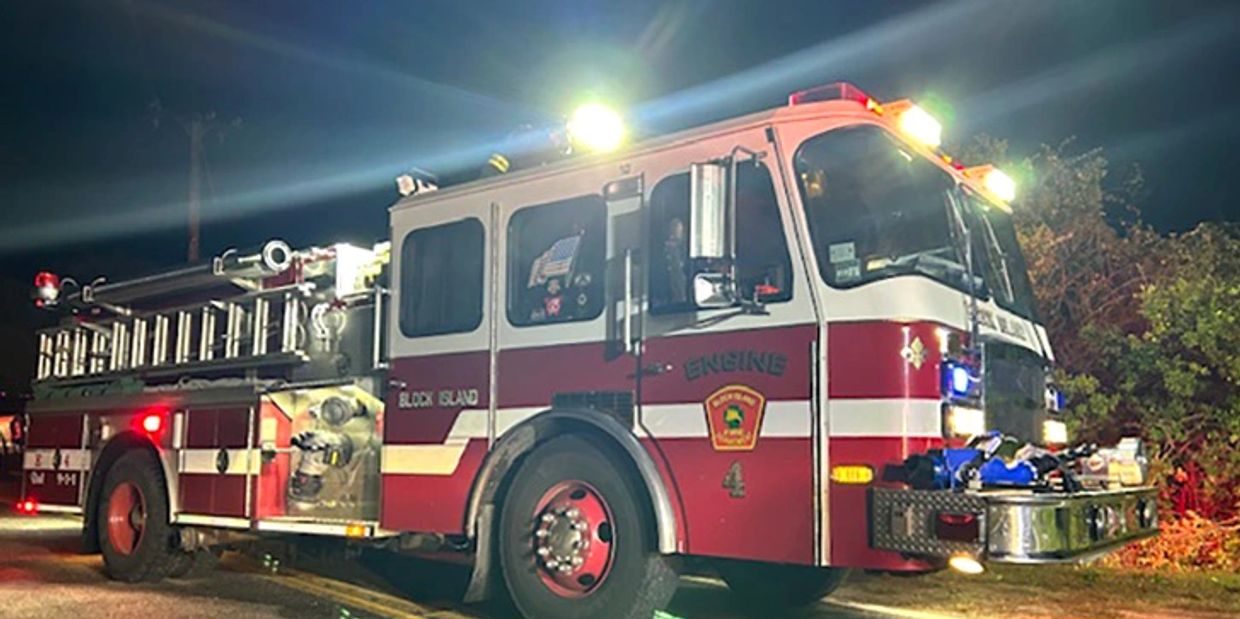 Fire truck at night. 