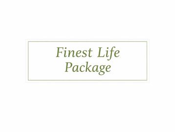 Text image with the phrase 'Finest Life Package' in green serif font.