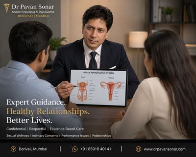 Dr Pavan Sonar , best Sexologist In Borivali and Mumbai counselling a couple about sexual health 