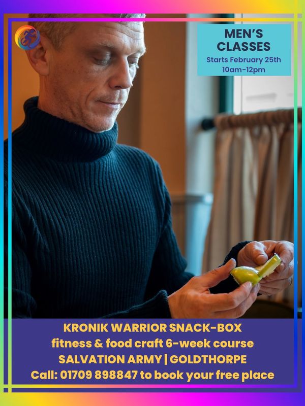 Man preparing food during a Snack Box men’s fitness and food craft session at Salvation Army Goldtho