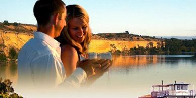 Two people overlooking the Murray River - South Australia 