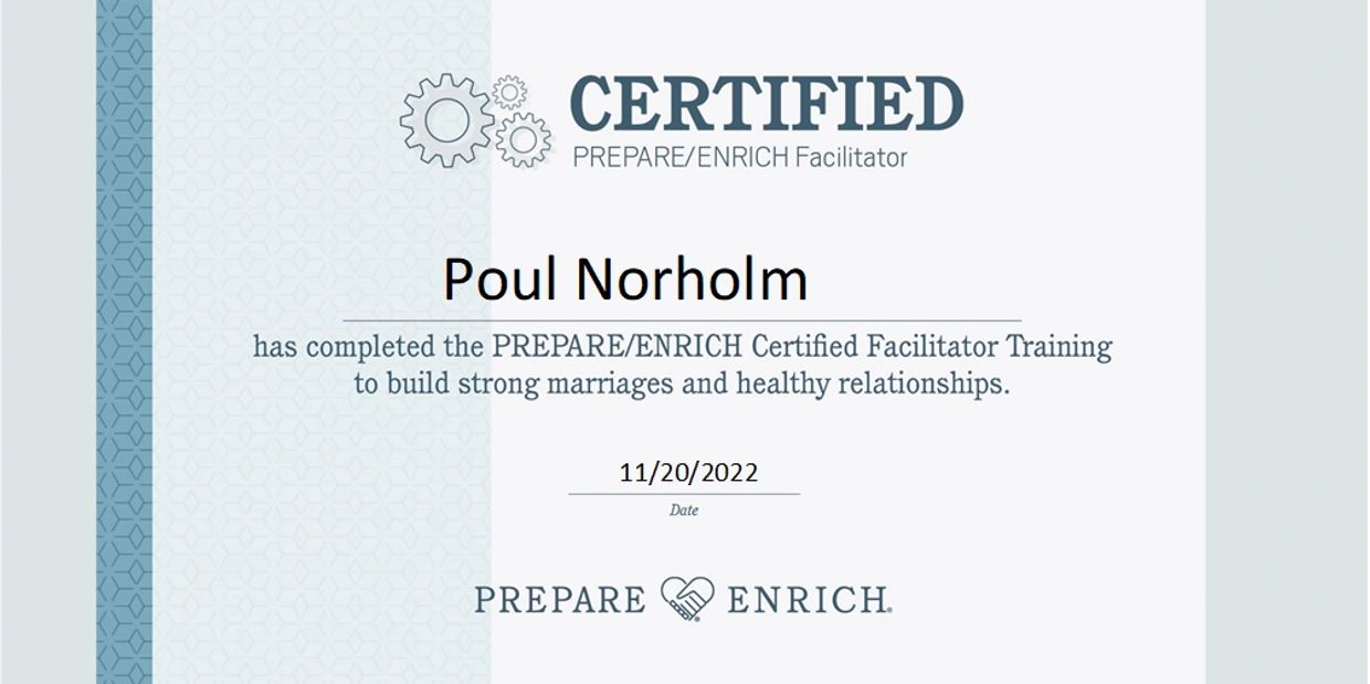 Poul Norholm Prepare Enrich Certificate 