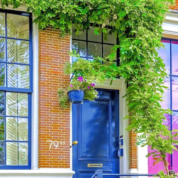 Colorful bright clean exterior of Amsterdam apartment.