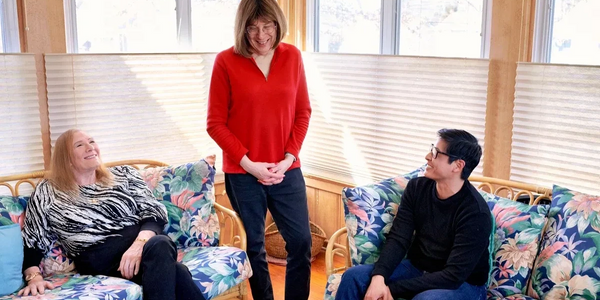 Portrait of Nicole Brownstein, Bernie Wagenblast, and Patrick Buenaventura at Wagenblast's home.