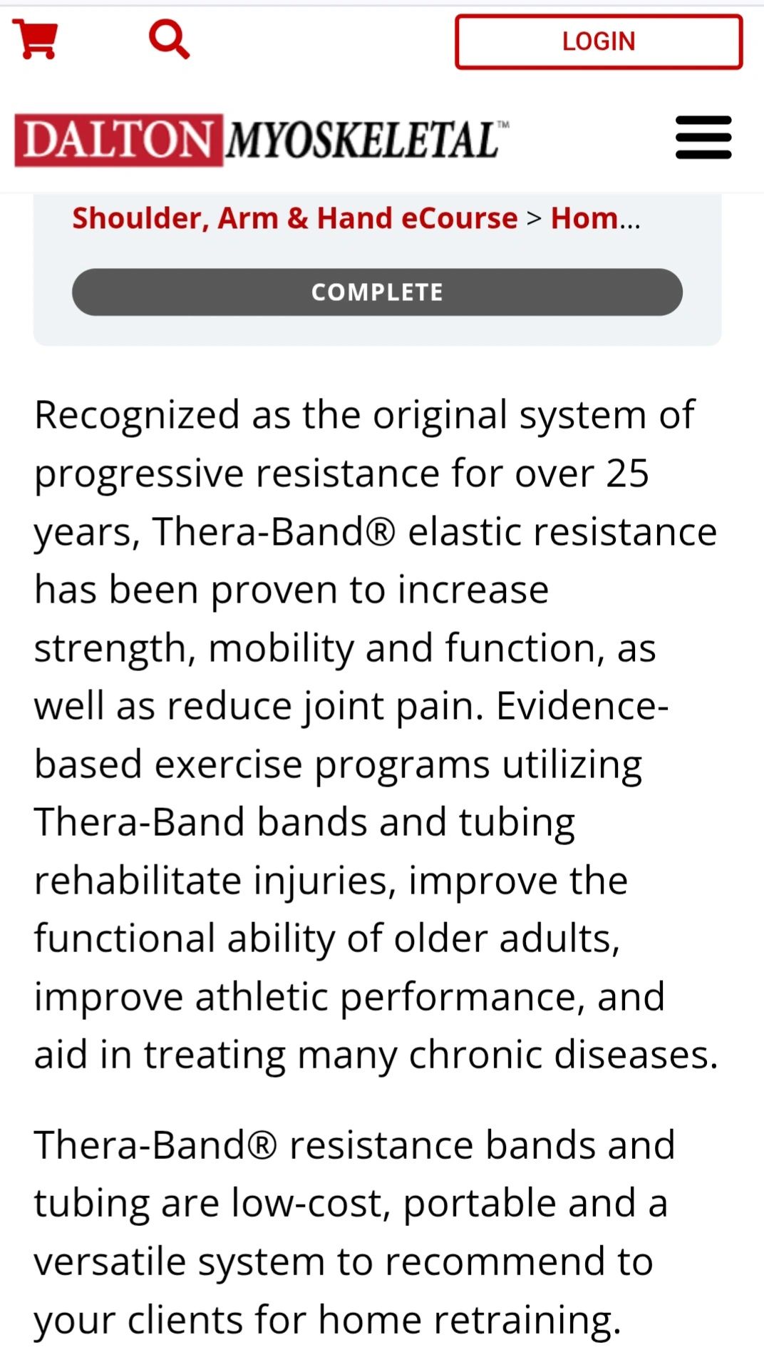 Thera-Band elastic resistance improves strength, mobility, and reduces joint pain.