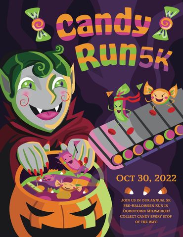 Candy Run 5k poster advertisement concept. Made in Adobe Illustrator