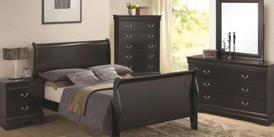 Louis Philippe Dark Gray Eastern King Bed