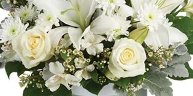 Send white sympathy flowers fast, choose church flowers for funeral,send white roses, white lily’s 