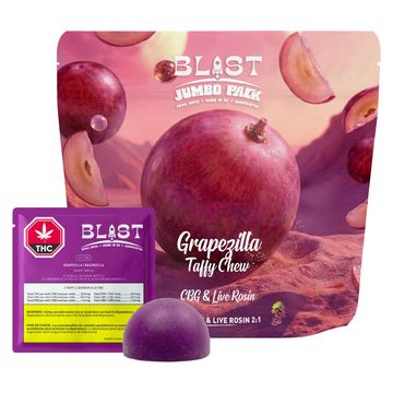 Blast Jumbo Pack Grapezilla Taffy Chew with CBG &amp; Live Rosin.